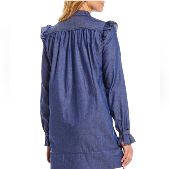 Blue Ruffle Long Sleeve Dress - Picture 2 of 4